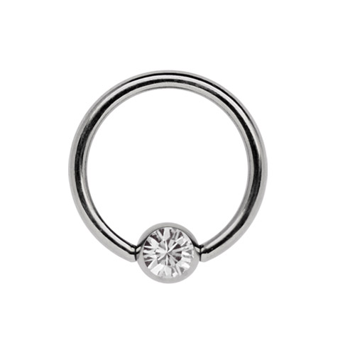 Bild von Titan Piercing Ring BCR in 1,2 x 6-10 mm mit Stein Kugel in 3 mm