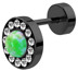 Bild von Ohr Piercing Fake Plug, schwarz, mit Opal und Steinkranz, 1,2 mm 
