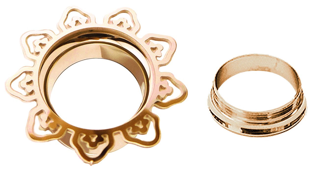 Ohr Piercing Flesh Tunnel Rose Gold, Steine und Epoxy