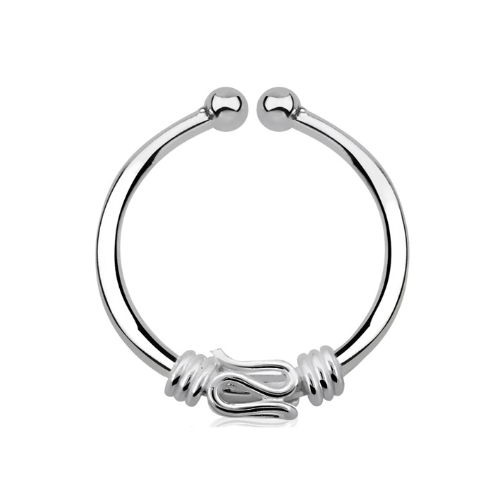 Bild von Nasenpiercing Fake Ring Septum 925 Silber, Schlange, 1,0 x 11 mm