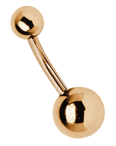 Bild von Bauchstecker, Nabelpiercing Banane Rose Gold mit 5/8 mm Kugeln