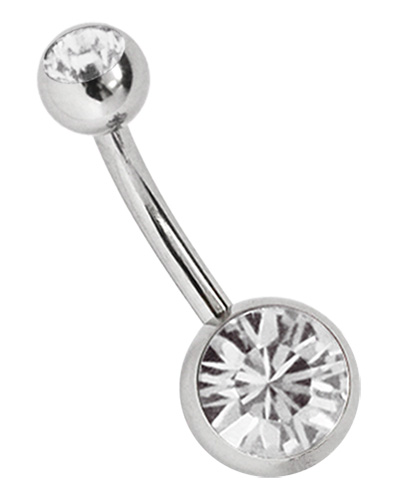 Bild von Titan Bauchnabelpiercing Banane rund in 8 mm + 5 mm Stein Kugel