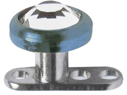 Bild von Oberflächenpiercing Dermal Anchor mit Aufsatz blau eloxiert