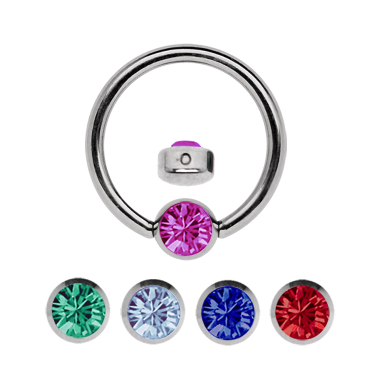 Bild von Titan Piercing Set Lippenbändchen Ring mit 4 mm Stein flach