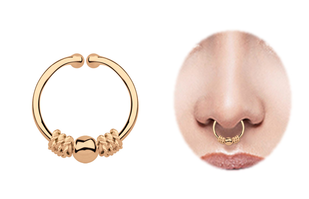 Bild von Nasenpiercing Fake Ring Septum Klemmring Rose Gold, 1,0 x 11 mm