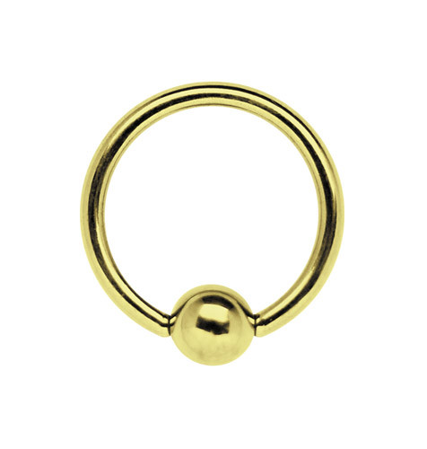 Bild von BCR Piercing Ring Stahl PVD 18 kt. Hartvergoldung in 1,2 mm