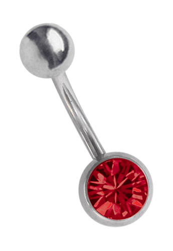 Bild von Titan Piercing Banane + Zirkonia, rund in 5 mm + 4 mm Kugel