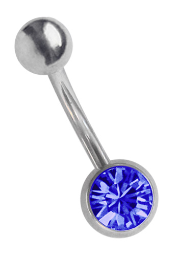 Bild von Titan Piercing Banane mit Zirkonia, rund in 6 mm + 5 mm Kugel