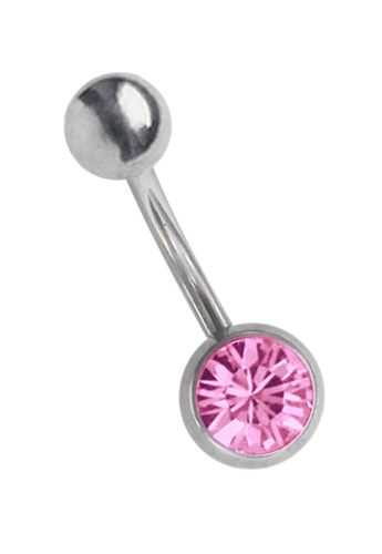 Bild von Titan Piercing Banane mit Zirkonia, rund in 4 mm + 3 mm Kugel