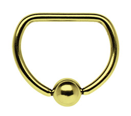 Bild von Piercing D-Ring Stahl hartvergoldet gerader Steg in 10, 12, 14 mm