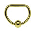 Bild von Piercing D-Ring Stahl hartvergoldet gerader Steg in 10, 12, 14 mm