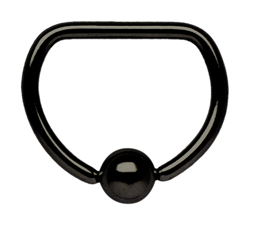 Bild von Piercing D-Ring Stahl schwarz mit geradem Steg in 8,10, 12, 14 mm