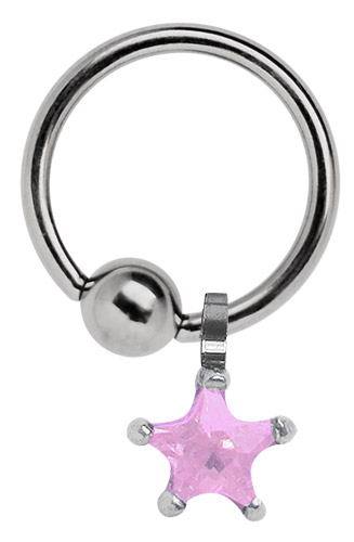 Bild von Brust Piercing Schmuck 316L Stahl Ring BCR mit Stern Anhänger