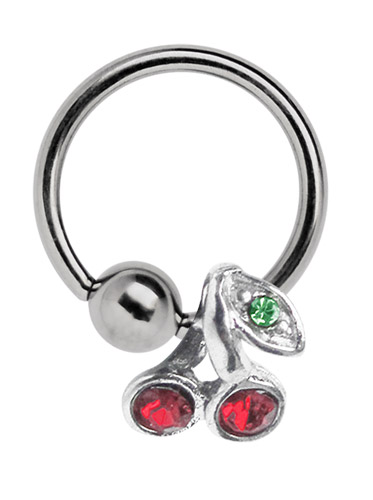 Bild von Brust Piercing 316l Stahl Ring BCR mit Kirschblüten Anhänger