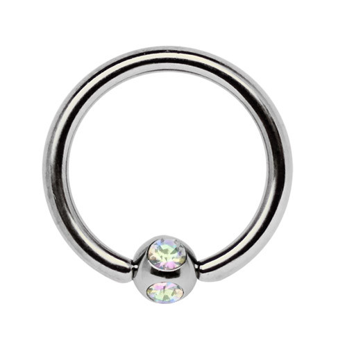 Bild von Stahl 316L Piercing Ring 1,6 x 8-12 mm + 4 Stein Kugel in 4 mm 