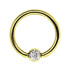 Bild von Stahl Piercing Ring hartvergoldet 18kt 1,6 mm mit Zirkonia Kugel