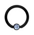 Bild von Stahl Piercing Ring PVD schwarz 1,6 mm mit Zirkonia Kugel