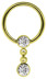 Bild von Piercing Ring 18 kt. Hartvergoldet + Kette, 5 mm Kugeln, Steine
