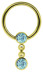 Bild von Piercing Ring 18 kt. Hartvergoldet + Kette, 5 mm Kugeln, Steine
