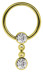 Bild von Piercing Ring 18 kt. Hartvergoldet + Kette, 4 mm Kugeln, Steine