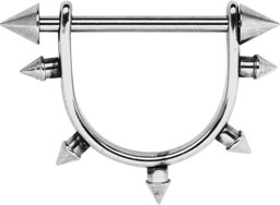 Bild von Brustpiercing Schmuck Stahl Bügel, 5 Spitzen in Zylinder Form