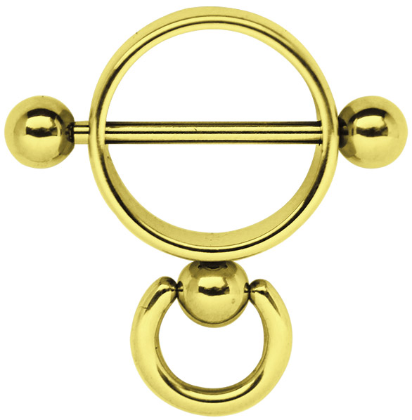 Brustpiercing, Brustwarzenpiercing Ring der O in Gold