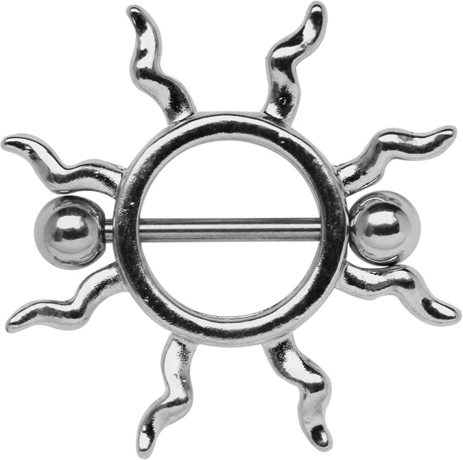 Bild von Brustpiercing Schmuck Schild Tribal Sonne mit Stab in 1,6 mm