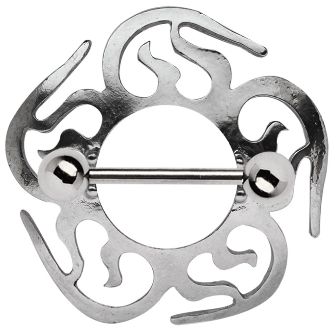 Bild von Brustwarzen Piercing Pewter Schild Sichel mit Stab