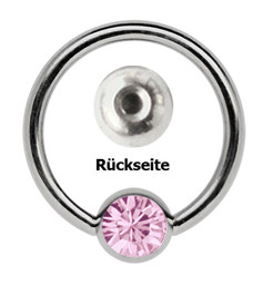 Bild von Intimpiercing Schmuck Ring, Gewinde-Steinkugel 6 mm + Klemmring