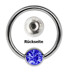 Bild von Intimpiercing Schmuck Ring, Gewinde-Steinkugel 6 mm + Klemmring