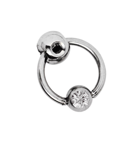 Bild von Piercing Schmuck 316l Stahl Aufsatz, Lochkugel + Ring mit Stein