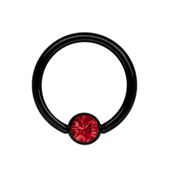 Bild von Stahl Piercing Ring PVD schwarz 1,2 mm mit Zirkonia Kugel