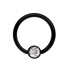 Bild von Stahl Piercing Ring PVD schwarz 1,2 mm mit Zirkonia Kugel