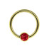 Bild von Stahl Piercing Ring hartvergoldet 18kt 1,2 mm mit Zirkonia Kugel