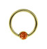 Bild von Stahl Piercing Ring hartvergoldet 18kt 1,2 mm mit Zirkonia Kugel
