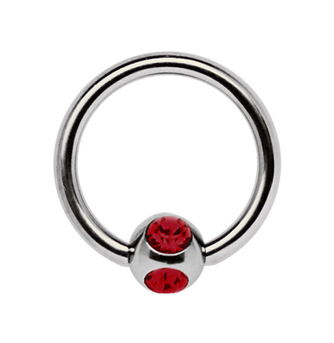 Bild von Stahl 316L Piercing Ring 1,2 x 8-12 mm + 4 Stein Kugel in 5 mm 