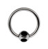 Bild von Stahl 316L Piercing Ring 1,2 x 8-12 mm + 4 Stein Kugel in 5 mm 