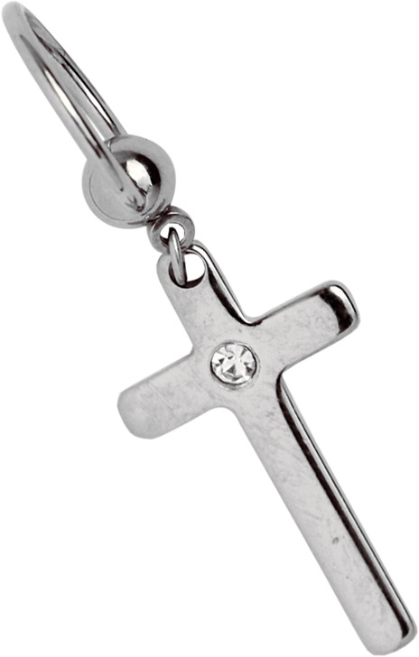 Bild von Intimpiercing Stahl Ring BCR mit Anhänger und Kreuz + Stein