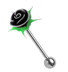Bild von Piercing Schmuck Zungenstab 316l Stahl mit Rose aus Silikon