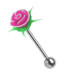 Bild von Piercing Schmuck Zungenstab 316l Stahl mit Rose aus Silikon