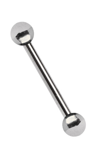 Bild von Piercing Schmuck Stab Stahl 316L 1,2 x 6-14 mm + 2 Stahl Kugeln