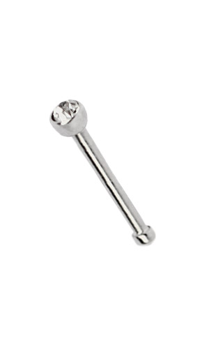 Bild von Piercing Stahl Nasenstecker mit Stein, Stab 1,0 mm + Stopper