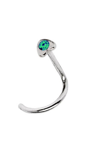 Bild von Piercing Stahl Nasenstecker Herz mit Stein, Stab 0,8 mm + Spirale