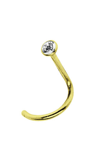 Bild von Piercing Stahl Nasenstecker mit Stein, vergoldet + 0,8 mm Spirale
