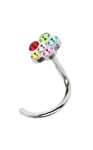 Bild von Piercing Nasenstecker Stahl, Blume + Spirale, Stab 1,0 mm