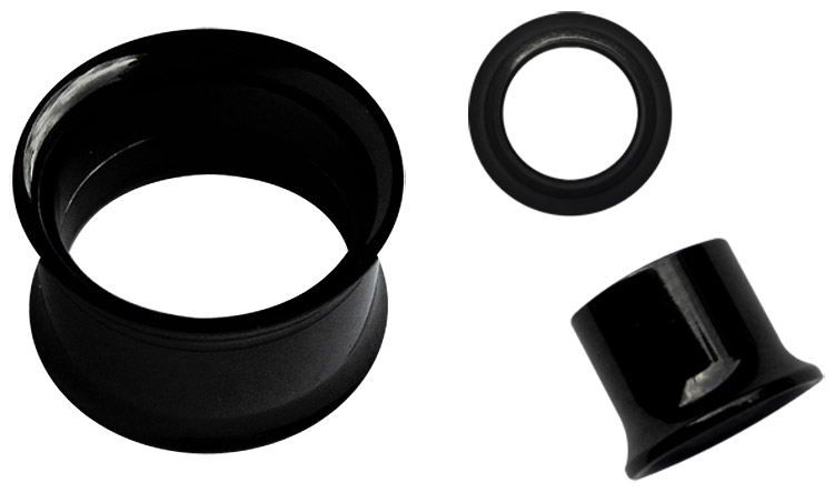 Bild von Ohrpiercing Schmuck Flesh Tunnel Stahl PVD schwarz in 3-20 mm