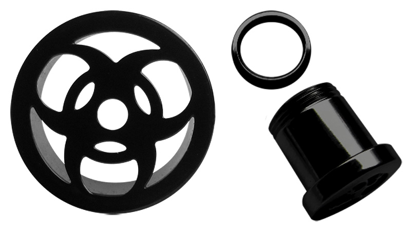 Bild von Ohr Piercing Schmuck Flesh Tunnel, Biohazard, schwarz in 6-20 mm