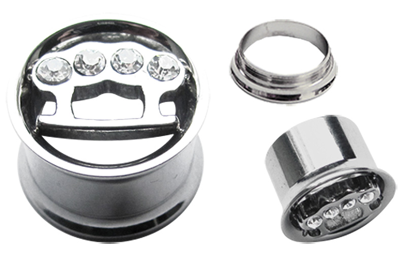 Bild von Ohr Piercing Schmuck Stahl Flesh Tunnel in 8-14 mm mit Schlagring