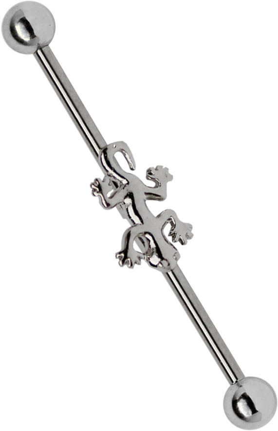 Bild von Industrial Piercing Stahl 316L Stab mit Salamander, Ohrpiercing