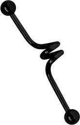 Bild von Industrial Piercing Stahl 316L Stab schwarz mit Spirale, Ohrpiercing